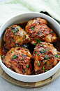 Honey Garlic Chicken - moist, tender, fall-off-the-bone chicken thighs in savory and sweet honey garlic sauce and made in an Instant Pot, so delicious | rasamalaysia.com
