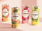 包装插图：4种口味设计标签包装饮料饮料插图植物花卉排版表面设计包装