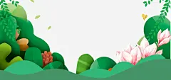 初夏绿色背景分层边框高清素材 banner banner背景 出游季 出行记 唯美 手绘 插画 新品促销 春夏上新 浪漫 绿色背景 荷花 免抠png 设计图片 免费下载