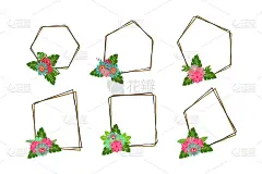 花的设计边界装饰婚礼邀请或姓名徽章设计