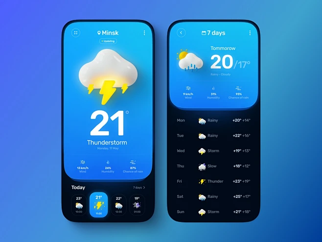40款天气APP UI界面设计-花瓣网