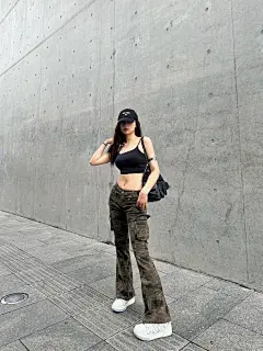 美式复古vibe裤子高街伐木迷彩工装裤男加长高个子cleanfit微喇裤-tmall.com天猫
