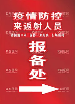 指示牌海报  - 源文件下载【酷图网】指示牌,海报,红色背景,报备处,