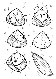 简笔画粽子端午节节日卡通表情包  - 源文件下载【酷图网】简笔画,粽子,端午节,节日,卡通,表情包,糯米,粽叶