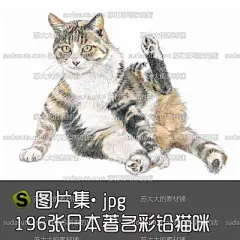 196张日本著名彩铅猫咪的插画图片 素描手绘水彩风景动物猫星球-淘宝网