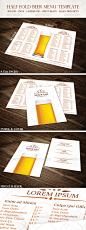 Half Fold Beer Menu Template - Food Menus Print Templates