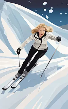 AI图冬天数字艺术图人物滑雪场景素材图片