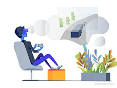 VR游戏插图UI设计作品扁平化插画首页素材资源模板下载