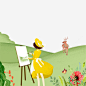 卡通手绘草地上绘画的女孩高清素材 卡通 手绘 画板 绘画的女孩 花朵 草地 草地上 麋鹿 元素 免抠png 设计图片 免费下载 页面网页 平面电商 创意素材