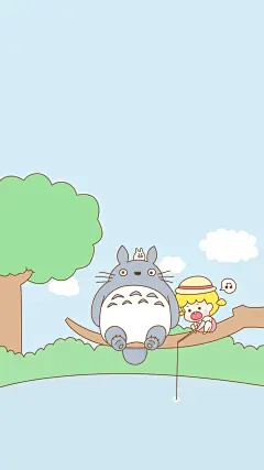宫崎骏动漫龙猫与小女孩手机壁纸