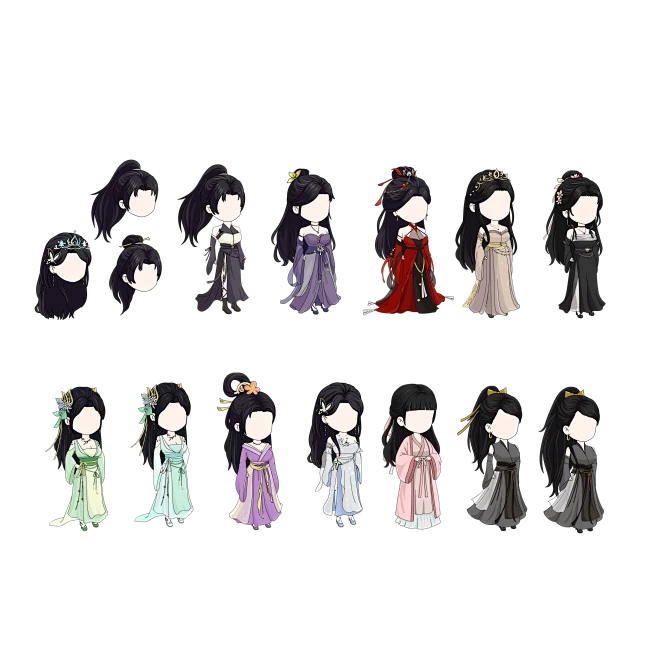 12个古装女人物An素材-淘宝网