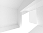 抽象空白的3d内部与白色的墙壁和明亮的光束 .