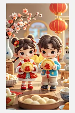 立冬海报设计羊毛毡3D卡通餐盘上