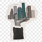 Hand carrying city png, real estate development concept collage element on transparent background