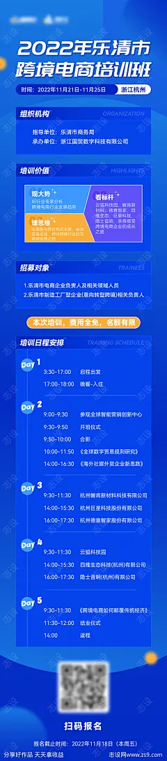 跨境电商培训长图海报-设计素材-shejisc.cn