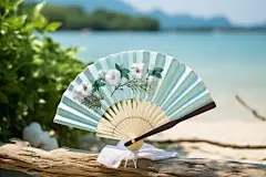 中式折扇夏至设计背景图