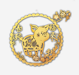 猪年剪纸PNG下载