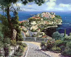 小镇、风景、油画、壁纸、wallpaper、艺术