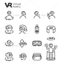 VR Virtual Reality Vector Line Icon Set: 