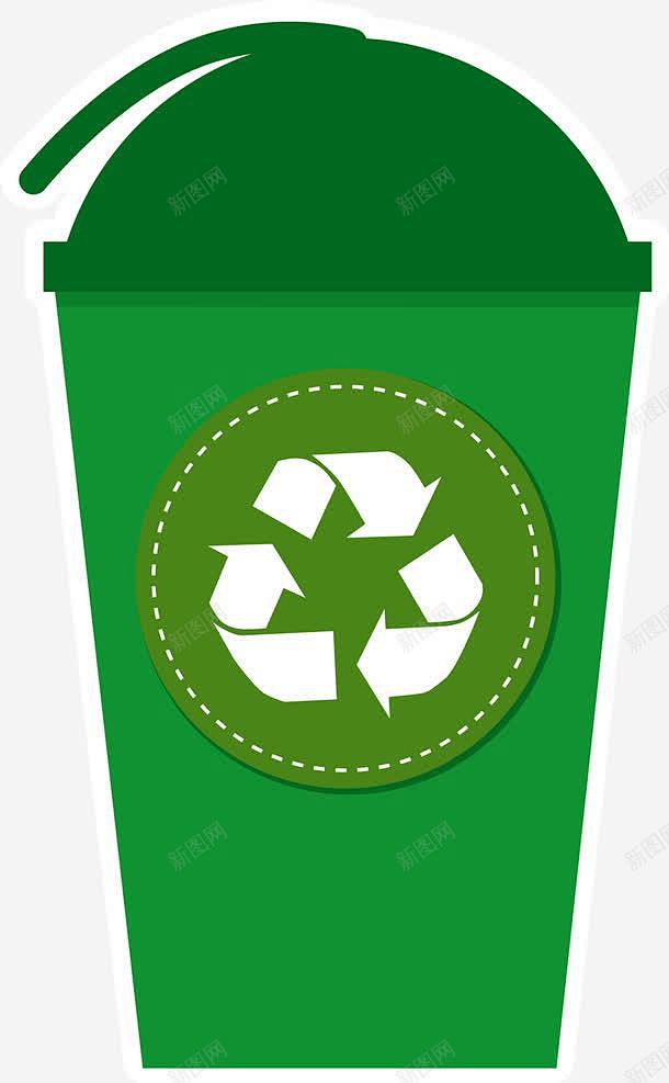 绿色循环垃圾桶图标高清素材 设计图片 页...