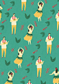 hula dancer, ukulele player - repeat pattern by naomi wilkinson: 