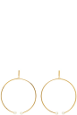 Chloé - Gold Darcey Hoop Earrings : Pair of brass hoop earrings in gold-tone. Swarovski pearl at ends. Post-stud fastening. Approx. 2.5 diameter.