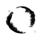 中国风古风水墨毛笔圆圈圆环边框透明免抠PNG图案 PS设计素材 (125)