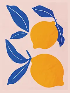 图源免费EPS |Abstract art background vector. Natural hand drawn pattern design with flower, lemon,leaves, branch. Simple contemporary style illustrated Design for fabric, print, cover, banner, wallpaper.