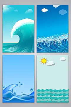 矢量卡通手绘海洋海水夏日背景