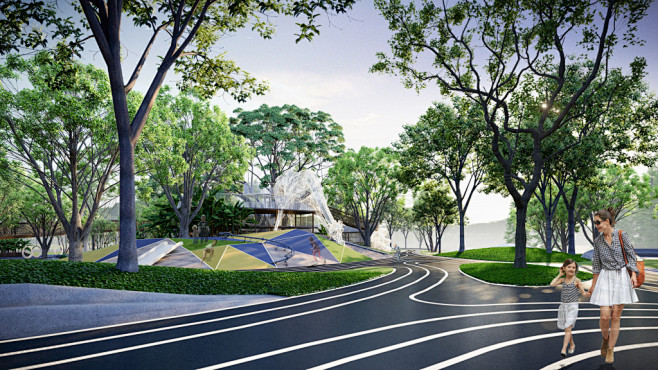 广东省普宁市星河明珠湾环湖路沿湖景观设计...