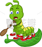 毛虫,卡通,乐趣,叶子,绿色,可爱的,手套,野生动物,鞋子,哺乳纲