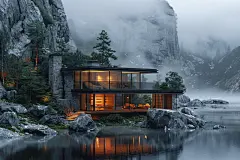 风景绝美的林中小木屋