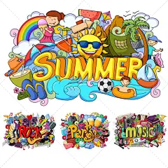 时尚潮流立体墙绘涂鸦手绘夏天促销音乐购物派对eps矢量设计素材-淘宝网