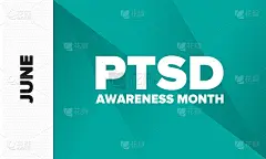 6月的PTSD宣传月。创伤后应激障碍。每年在美国庆祝。医疗保健和意识设计。海报、卡片、横幅和背景。矢