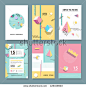 Set Memphis cards for congratulations. Hipster poster, juicy, bright color background. Invitation to a party.