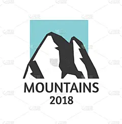 手绘山孤立。矢量插图滑雪度假村标志。绘制露营元素冬季景观