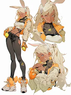 AI可爱动漫女角色设计素材 卡通游戏人物原画设定 服装插画参考-淘宝网