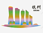 彩色自创手绘旅游杭州地标图 页面网页 平面电商 创意素材