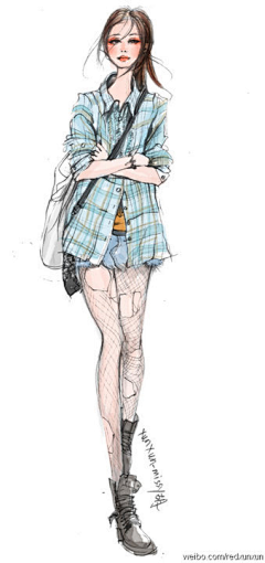 微笑走远采集到唯美时装插画。