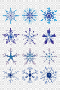 蓝色渐变冬天圣诞雪花图标免扣元素