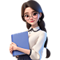 人物系列通用3D皮克斯商务女性卡通人物贴纸