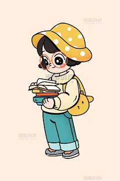 开学季开学寄语插画女孩读书人物