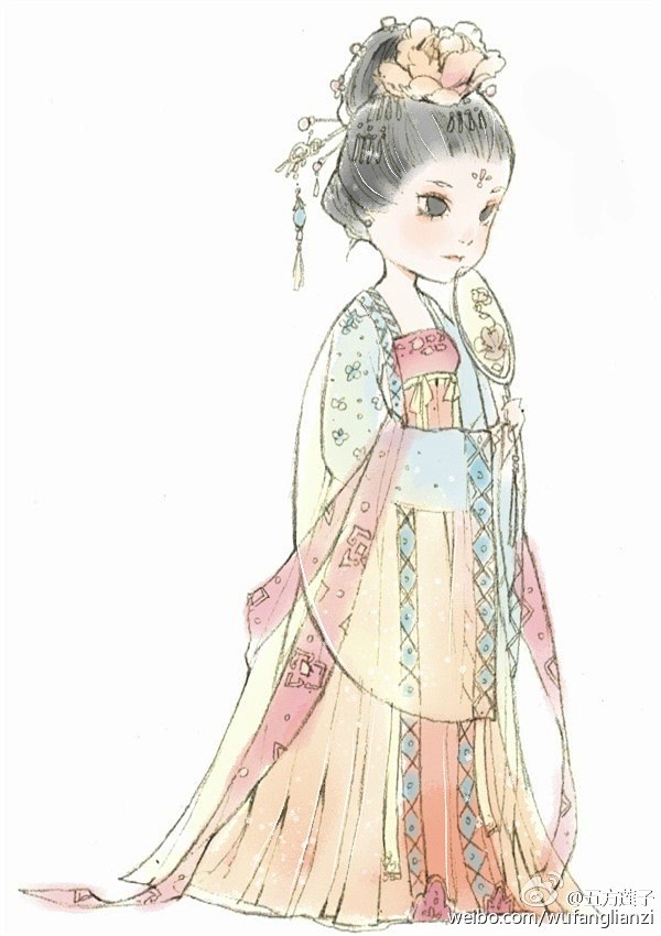 【汉服Q版美女之齐胸襦裙】五方莲子作品