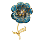 Lot 386
Gold, Blue Plique-a-Jour Enamel, Diamond and Sapphire Flower Clip-Brooch, France