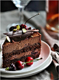 Dark chocolate cherry mousse cake