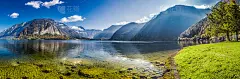 在阿尔卑斯山清澈的大全景山湖