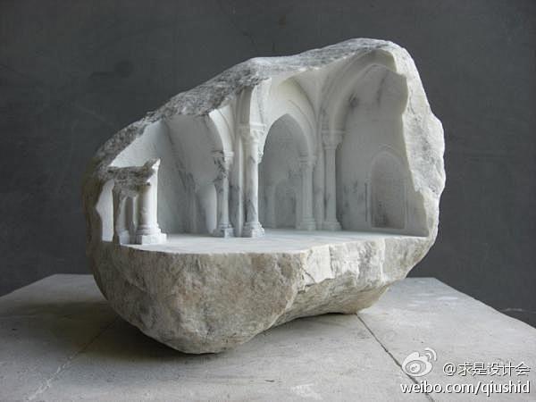 #求是爱设计#大理石中世纪建筑雕塑  b...
