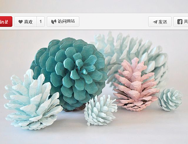 粉彩画松果。 |工艺品| Pintere...