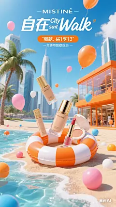 夏日海边️电商海报设计，3d立体感✨ - 小红书