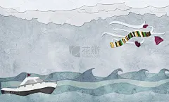 海上阵风阴沉的一天
